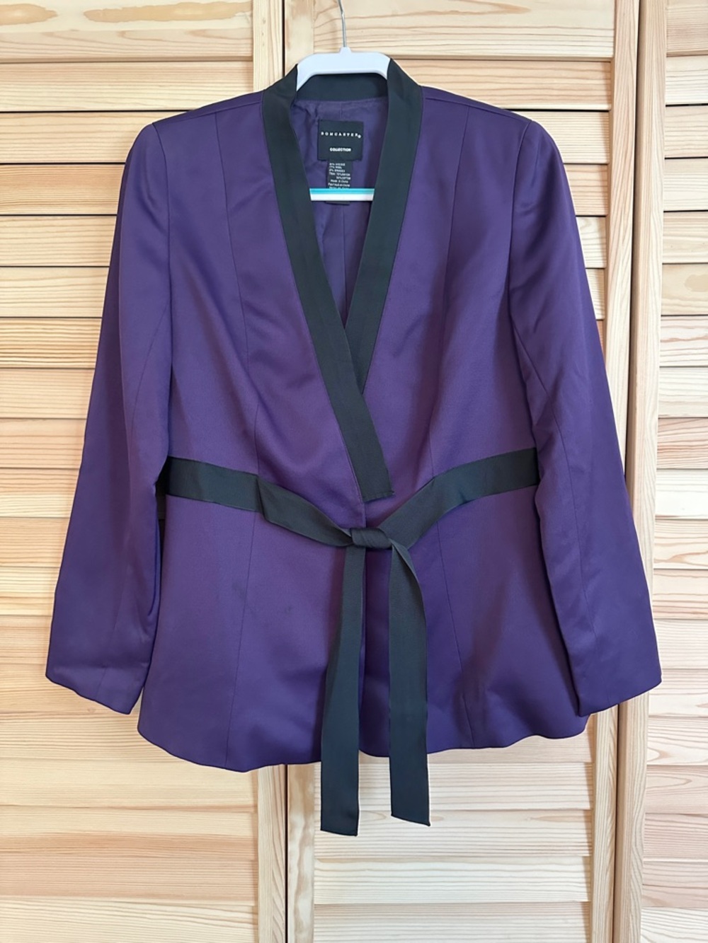 Doncaster Collection Blazer Purple Women 6 Tie-Waist Wool Blend Office Evening